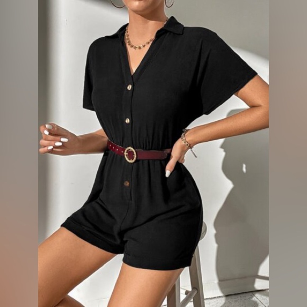 SHEIN | Black Cotton Romper Sz M